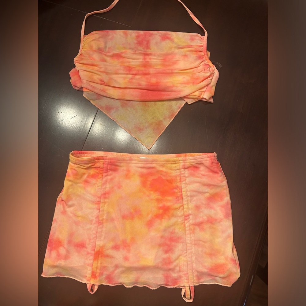 Tie-Dye Skirt in Orange and Pink